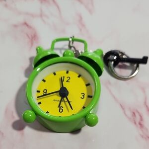 Kikkerland Lime Green Mini Twin-Bell Keychain Clock with Yellow Dial